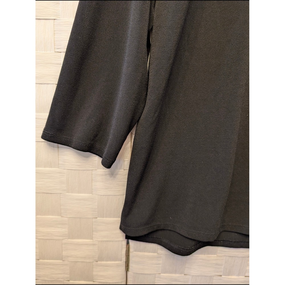 Banana Republic Black Split V-Neck Satin Trim Crepe Top Large Womens Top - Picture 5 of 10